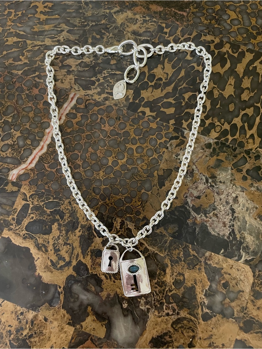 Chan Luu Silver-Tone Link Necklace with Eye and Tag Charms - Picture 3 of 10